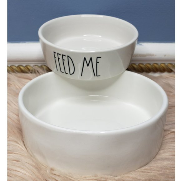 NWOT RAE DUNN DOG /CAT FEED ME & WATER BOWL - 2 QTY - Picture 2 of 4